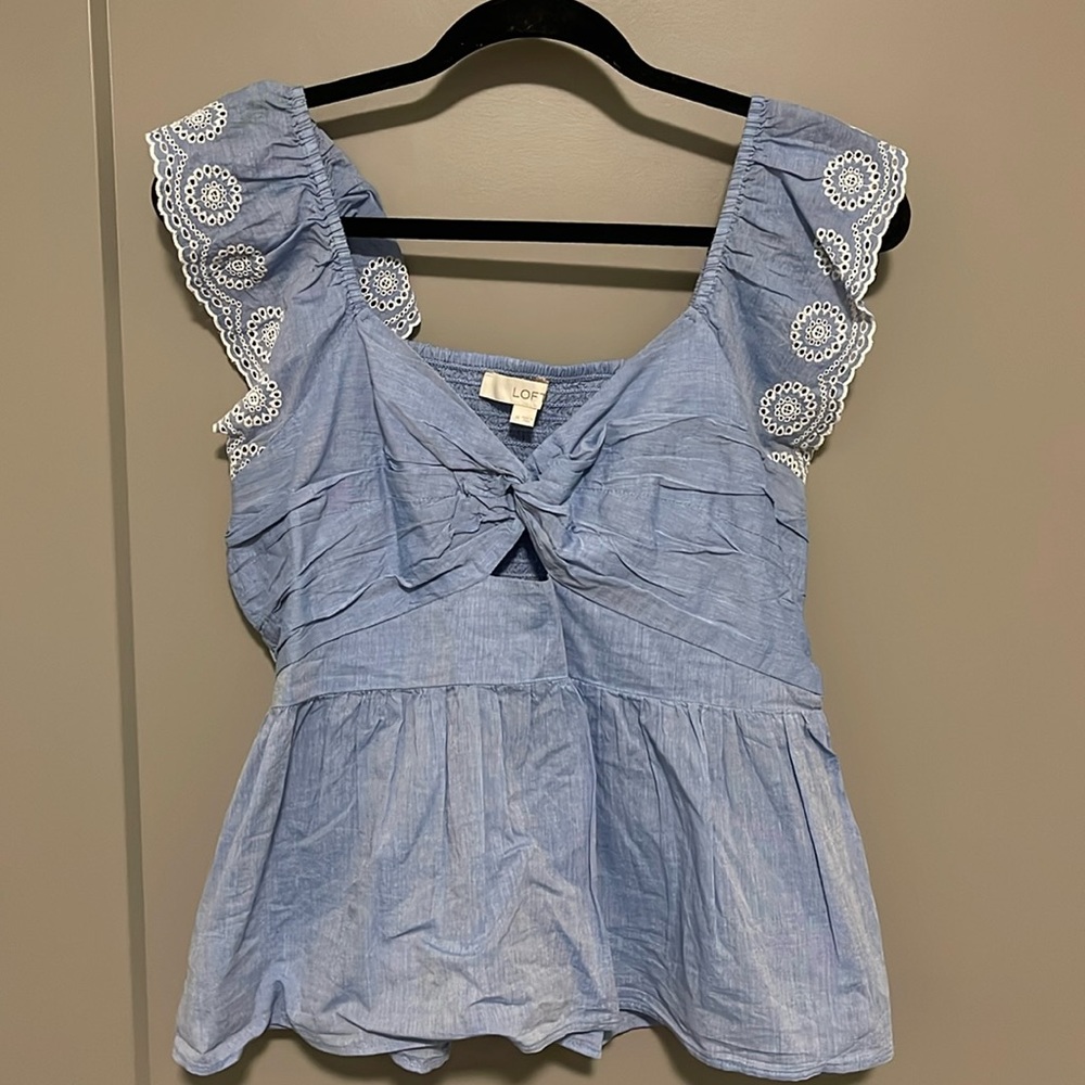 LOFT Denim Peplum Top